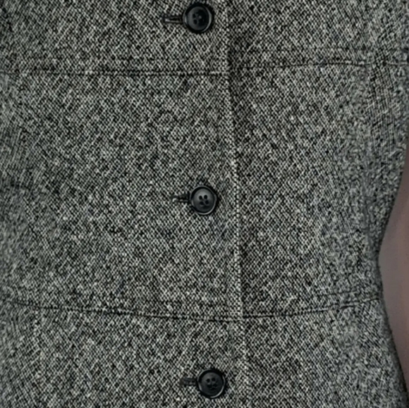 Express Vintage Stretch Black Grey White Tweed Wool Blend Blazer Jacket Size 3/4 - Picture 9 of 13